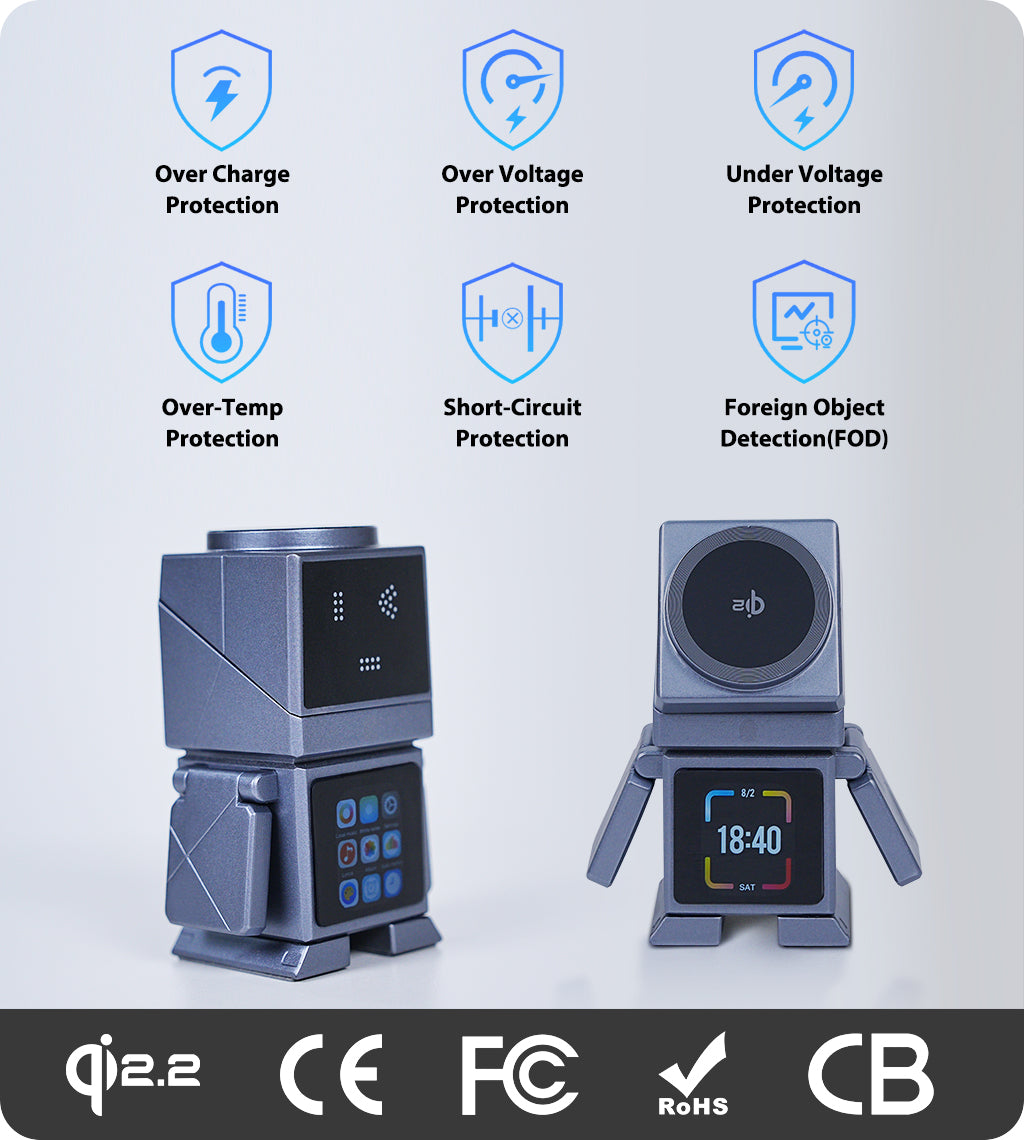 VoltBot Wireless Charging Robot with PD 45W USB-C GaN Charger Combo